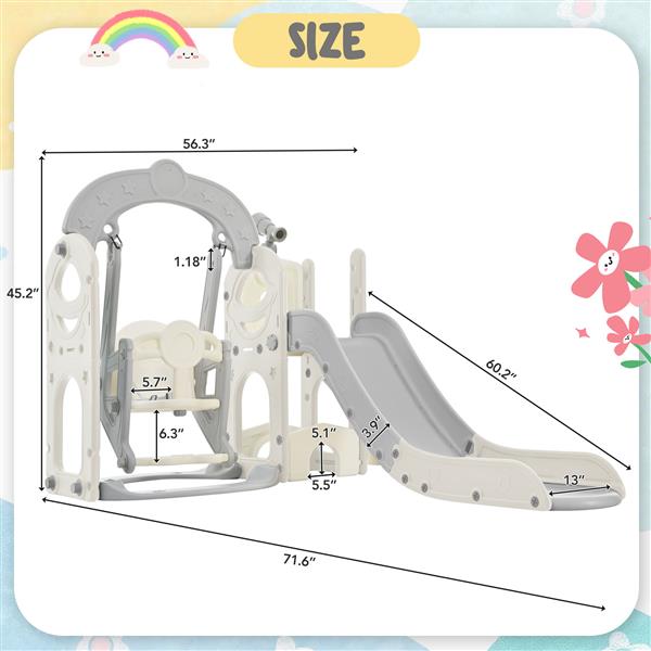 Toddler Slide and Swing Set 5 in 1, Kids Playground Climber Slide Playset with Telescope,  Combination for Babies Indoor & Outdoor