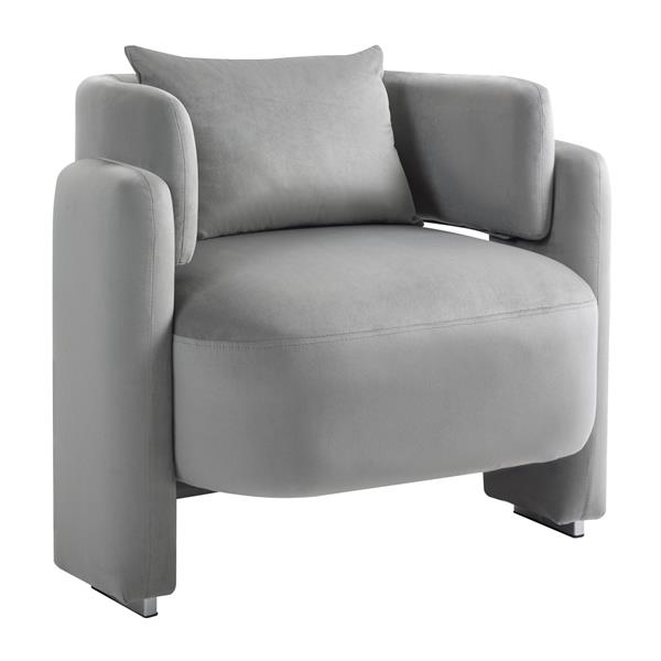 Modern design velvet lounge chair,single sofa with pillows for living room,bedroom(GREY)