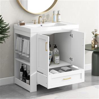 30\\'\\' Bathroom Vanity with Seperate Basin Sink, Modern Bathroom Storage Cabinet with Double-sided Storage Shelf,  Bathroom Vanity Cabinet with Single Sink