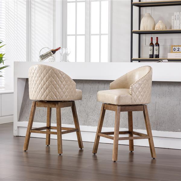 Bar Stools Set of 2 Counter Height Chairs with Footrest for Kitchen, Dining Room And 360 Degree Swivel