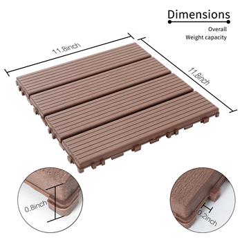 Plastic Interlocking Deck Tiles,44 Pack Patio Deck Tiles,12\\"x12\\" Square Waterproof Outdoor All Weather Use, Patio Decking Tiles for Poolside Balcony Backyard, Brown