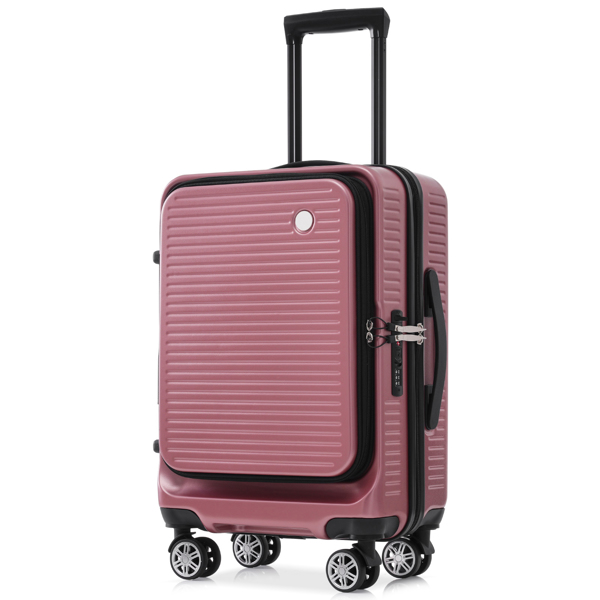 Carry-on Luggage 20 Inch Front Open Luggage Lightweight Suitcase with Front Pocket and USB Port, 1 Portable Carrying Case