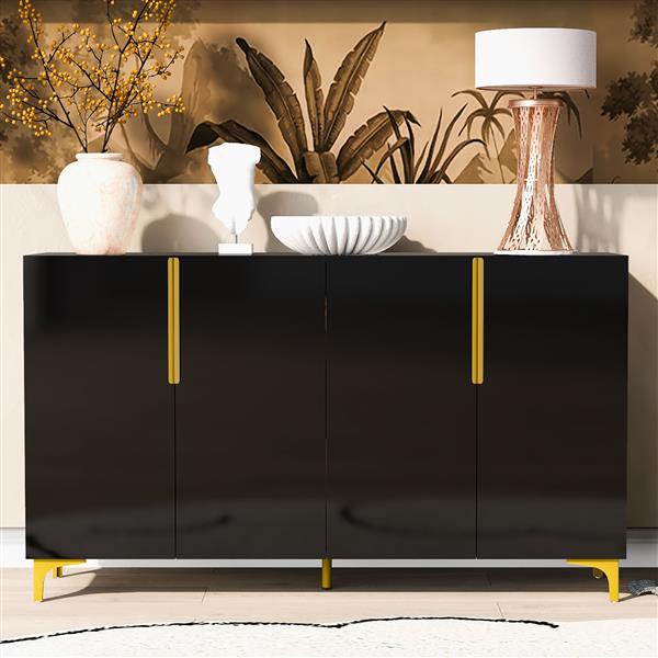 Glossy Finish Light Luxury Storage Cabinet, Adjustable, Suitable for Living Room, Study, Hallway.