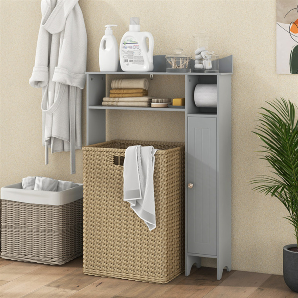 Gray bathroom cabinet, bathroom storage rack