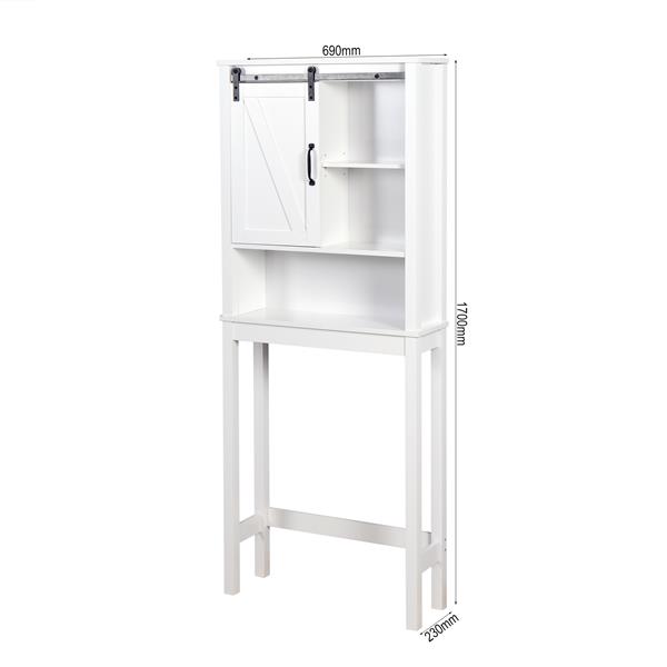 Over-the-Toilet Storage Cabinet, Space-Saving Bathroom Cabinet, with Adjustable Shelves and A Barn Door 27.16 x 9.06 x 67 inch