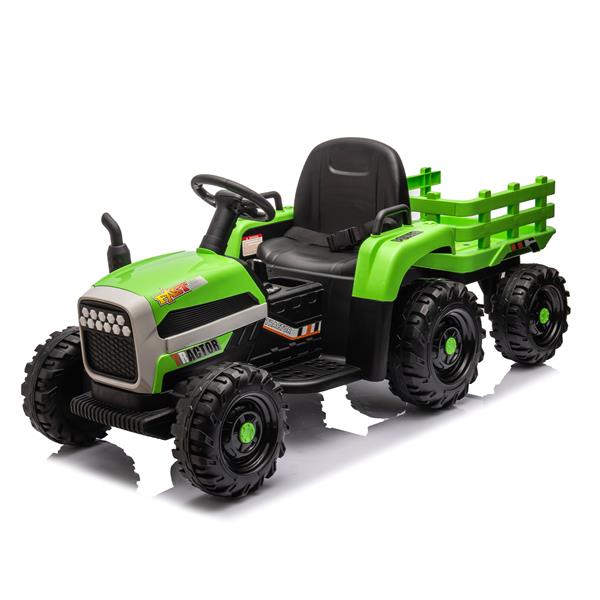 Ride on Tractor with Trailer,12V Battery Powered Electric Tractor Toy w/Remote Control,electric car for kids,Three speed adjustable,Power display, USB,MP3 ,Bluetooth,LED light,Two-point safety belt