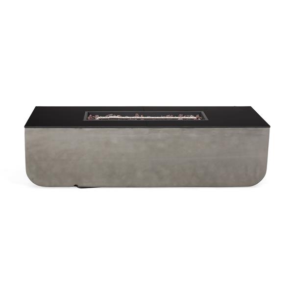 Outdoor Patio Concrete Fire table, Rectangle Gas Burning 56-Inch Fire Pit - 50, 000 BTU, Light Gray + Black