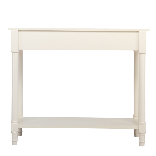 2-Tier Console Table with 2 Drawers， Console Tables for Entryway, Sofa Table with Storage Shelves, Entryway Table Behind Sofa Couch, for Living Room, Kitchen, Cream White