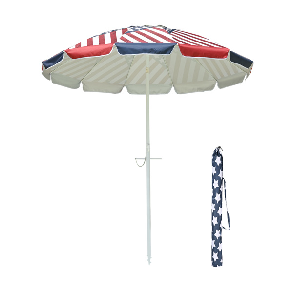 7 ft  Beach Umbrella with UV Protection - UV40+ silver-coated polyester - American Flag Design - Tiltable Canopy for Sun Protection - Ideal for Sand or Poolside Use（No shipments on weekends）