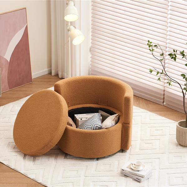 Fabric Swivel And Storage Chair With Back Cushion For Living Room,Khaki