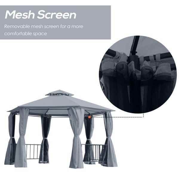 13ft x 13ft Patio Gazebo-Gray