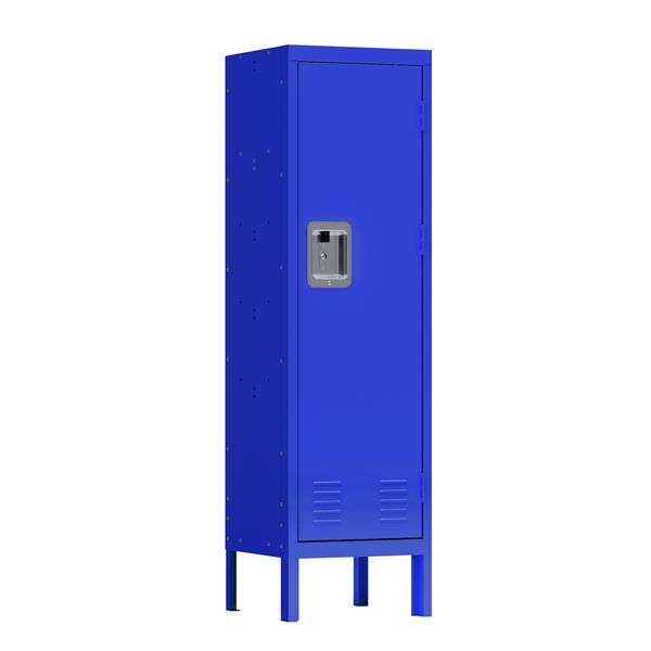 1 Door Tall Single Metal Locker-Retro Style Storage Cabinet--Industrial Furniture--For Living Room/Bedroom/Storage Room/Gym/School--Blue