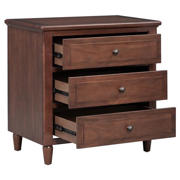 3-Drawer Nightstand Storage Wood Cabinet