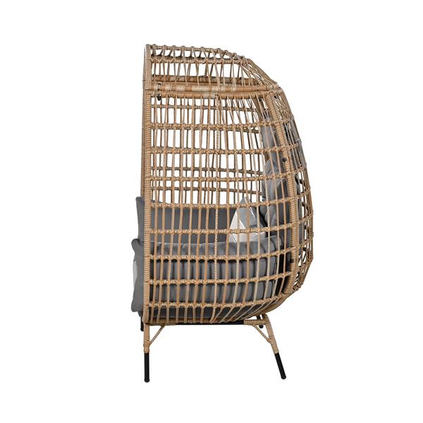 Rope Egg-shaped Chair with Removable Cushion, Suitable for Courtyard, Garden, Balcony.