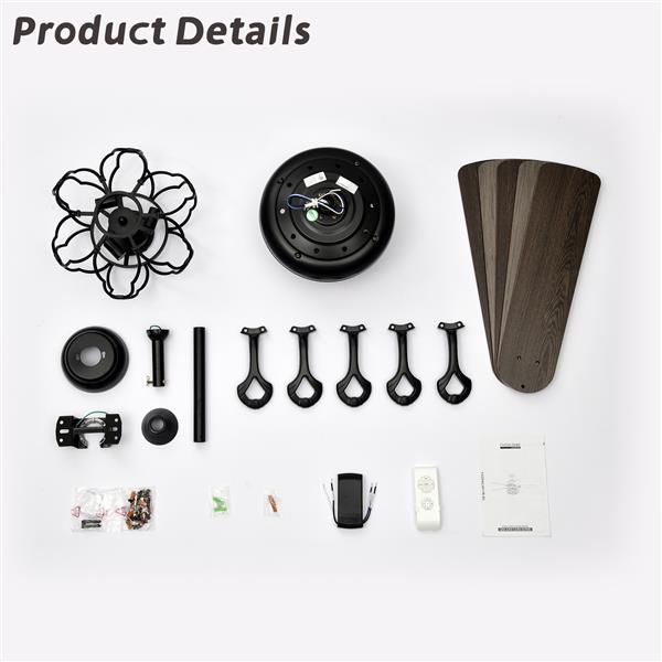 Low Profile Ceiling Fan with Lights(no include bulb),Blade Dark Wood  52-inch Ceiling Fan (Optional Remote&2 Color Option Blades)