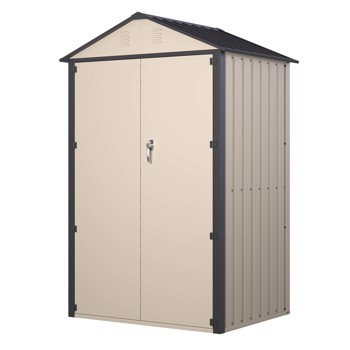 4*3 FT Outdoor Storage Shed, Steel Metal Lockable Garden Shed, Tiny House, Utility Shed, Lean-to Shed & Outdoor Storage, Waterproof Backyard Shed with Door for Bike, Tools, Lawnmower