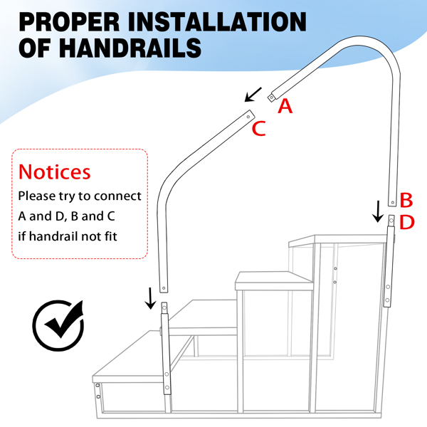 4 Step Ladder with Handrail, Swimming Pool Ladder Above Ground, 660 lb Load Capacity RV Steps with Anti-Slip Panel, Mobile Home Stairs for Reaching and Getting High