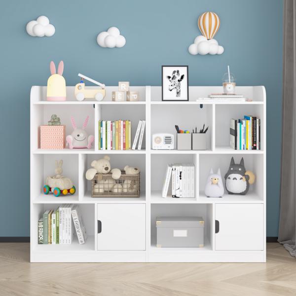 Kids Bookcase, Bookshelf with 6 Compartments,  Shelves and Cube Organizer, for Bedroom Living Room Office Closet School in White