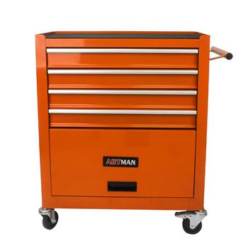 4 DRAWERS MULTIFUNCTIONAL TOOL CART WITH WHEELS-ORANGE