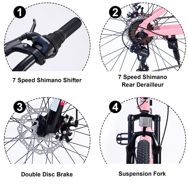 Mountain Bike for Girls and Boys  Mountain 24 inch 7-Speed bike