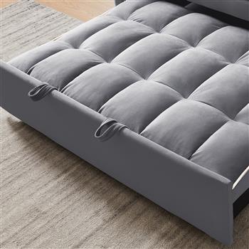 1 versatile foldable sofa bed in 3 lengths, modern sofa sofa sofa velvet pull-out bed, adjustable back and with USB port and ashtray and swivel phone stand (grey)