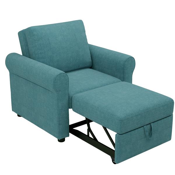 3-in-1 Sofa Bed Chair, Convertible Sleeper Chair Bed,Adjust Backrest Into a Sofa,Lounger Chair,Single Bed,Modern Chair Bed Sleeper for Adults,Teal