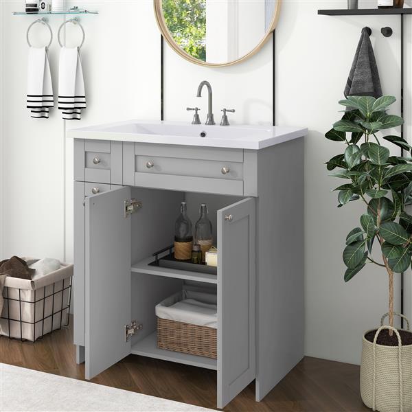 30" Bathroom vanity with Single Sink in grey,Combo Cabinet Undermount Sink,Bathroom Storage Cabinet