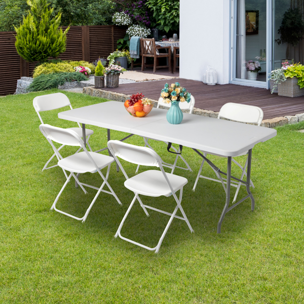 6FT Outdoor Courtyard Foldable Long Table