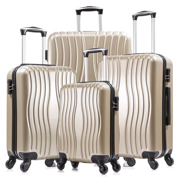 4 Piece Luggage Set PC Material Hard Shell  Suitcase with Spinner Wheels Lightweight Suitcase Set Silver