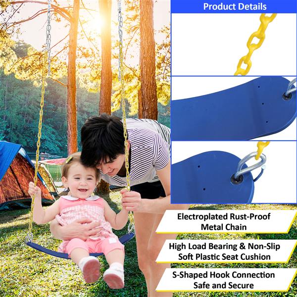 Indoor/Outdoor Metal Swing Set with Safety Belt for Backyard