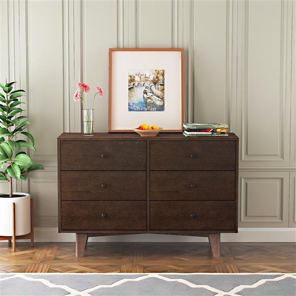 Solid Wood spray-painted drawer dresser bar,buffet tableware cabinet lockers buffet server console table lockers, retro round handle, applicable to the dining room, living room,kitchen corridor auburn