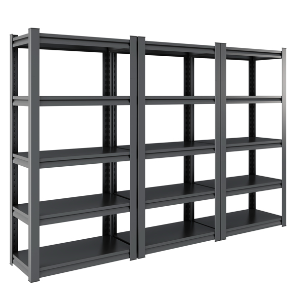 72"H 5 Tier Metal Shelves for Storage Garage Shelving 2000LBS Heavy Duty Storage Shelves Adjustable Garage Shelf Industrial Shelving Unit Storage Utility Rack,35.4"W*15.7"D*72"H,Black 