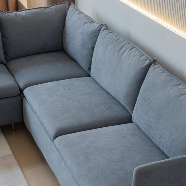 90.9"Modular L-shaped corner sofa, movable chaise facing left/right,  cotton-linen,livingroom,bedroom.