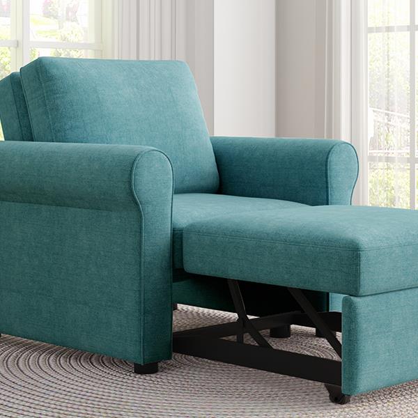 3-in-1 Sofa Bed Chair, Convertible Sleeper Chair Bed,Adjust Backrest Into a Sofa,Lounger Chair,Single Bed,Modern Chair Bed Sleeper for Adults,Teal