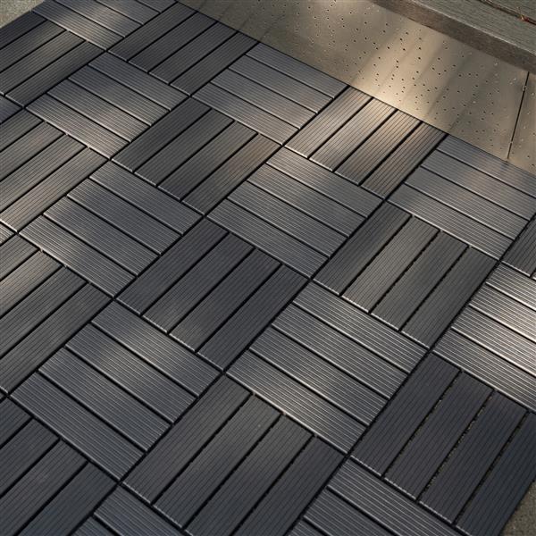 Plastic Interlocking Deck Tiles,44 Pack Patio Deck Tiles,12"x12" Square Waterproof Outdoor All Weather Use, Patio Decking Tiles for Poolside Balcony Backyard, Grey