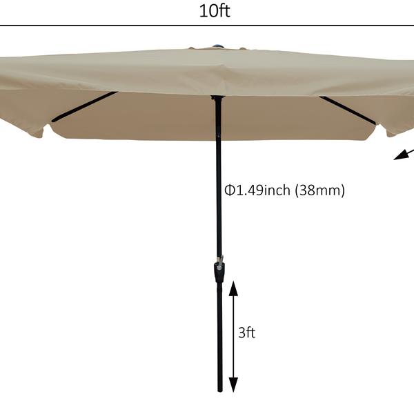 10 x 6.5ft Rectangular Patio Umbrella Outdoor Market  Umbrellas with Crank and Push Button Tilt for Garden   Swimming Pool Market