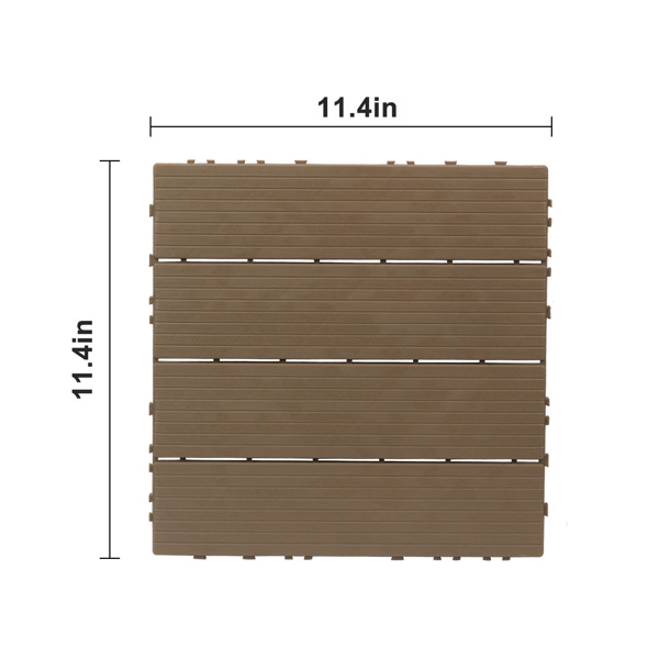 Plastic Interlocking Deck Tiles, 27 Pack, 11.4"x11.4" Waterproof Flooring Tiles for Indoor and Outdoor, Patio Floor Decking Tiles for Porch Poolside Balcony Backyard, Light Coffee