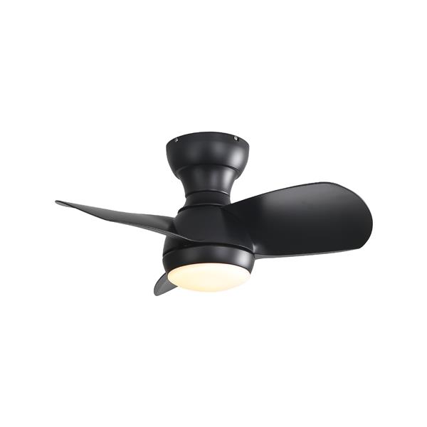 23 Inch Bedroom Ceiling Fan With 3 Color Dimmable 3 ABS Blades Remote Control DC Motor Black With 18W Led Light