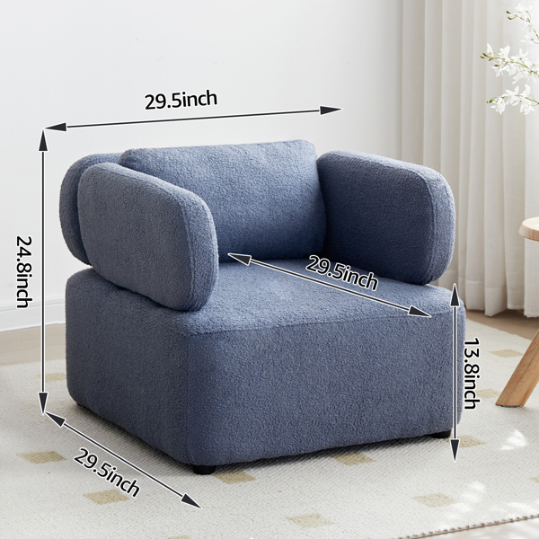 Mid Century Accent Chair with Thickened Cushions Teddy Velvet Reading Armchair with Pillow Upholstered Padded Seat Sofa for Living Room Bedroom Apartment Office