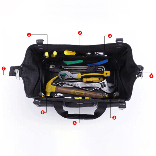 19in Portable Multifunctional Tool Bag Heavy Duty Storage Case w/Shoulder Strap