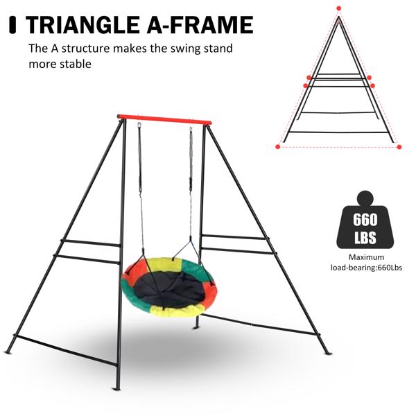 Metal Outdoor Garden Swing for Children, Porch Swing Frame, Heavy Duty A-Frame Children's Garden Swing, Swing Stand Frame for Yoga Hammock, Swing Support Only, Red