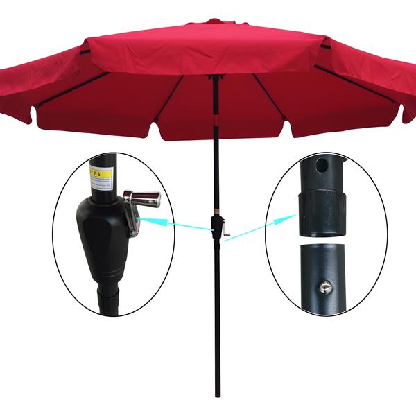 10ft Patio Umbrella Market  Round Umbrella Outdoor Garden  Umbrellas with Crank and Push Button Tilt for Garden Backyard Pool Shade Outside