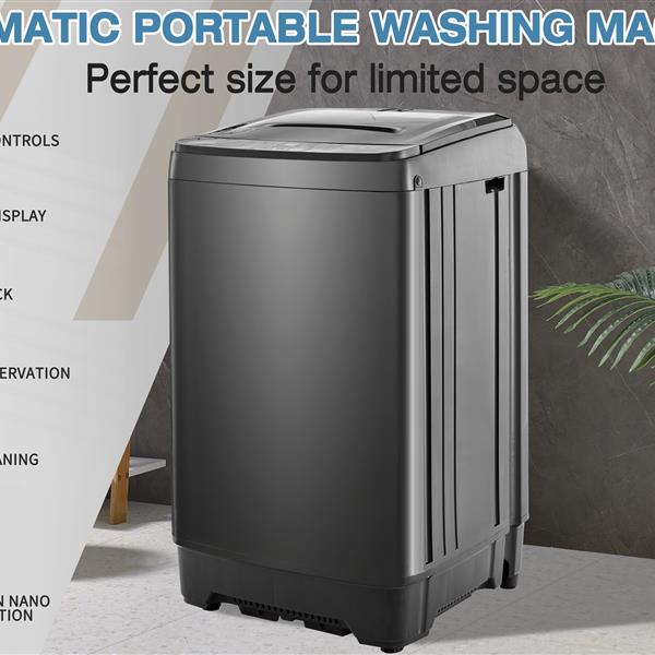 Compact home automatic washer, Maximum 2.3Cu.ft. of laundry, 8 water levels/10 programs for apartments, college dorms, RVs, camping and other places where space is limited