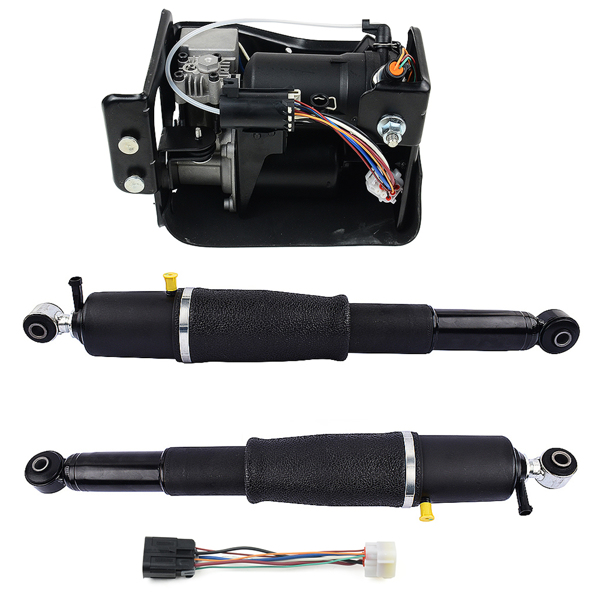 Pair Rear Air Suspension Shocks + Compressor Pump for Cadillac Escalade Chevrolet Avalanche Suburban 1500 Tahoe GMC Yukon 2001-2013 25979391 19300046 19299545