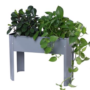 Elevated garden bed, metal elevated outdoor flowerpot box, suitable for backyard and terrace, large flowerpot, suitable for vegetable and flower    Grey*2