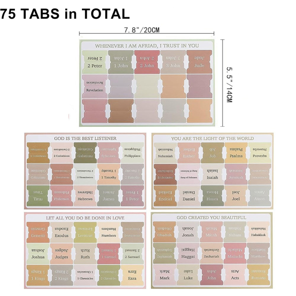 Laminated Bible Tabs, Bible Verse Stickers for Study【Shipment from FBA】