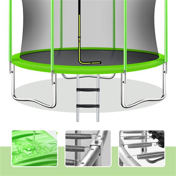 10FT Trampoline for Kids with Safety Enclosure Net, Basketball Hoop and Ladder, Easy Assembly Round Outdoor Recreational Trampoline