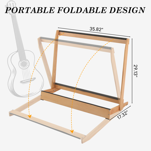 Folding Hardwood Guitar Case Stand for Electric Guitar, Bass, or Acoustic Guitars Hard Case,Save Space for Home, Studio