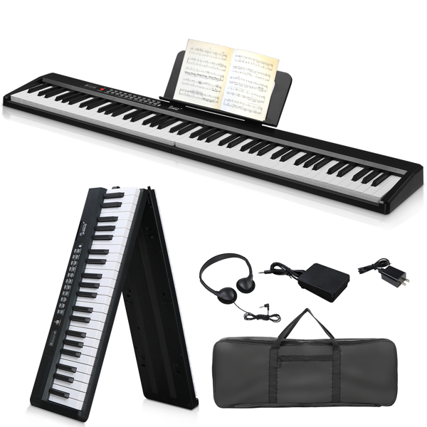 [AM not for sale] Glarry GPP-106 88 Key Folding Piano Semi-Weighted Standard Keyboards Digital Piano with MIDI Bluetooth, Handbag，Headphone，for Piano Lover Black color