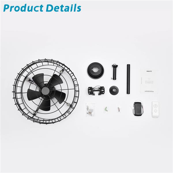 20.24" Caged Ceiling Fan with  Remote Control,Timer, 3 Speeds Indoor Ceiling Fan for Farmhouse, Bedroom Living Room(No include Bulbs)